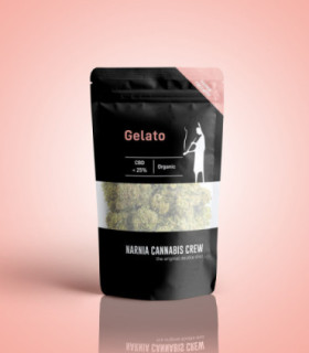Packaging Infiorescenze di Gelato erba light selezionate da Narnia Cannabis Crew, la migliore marijuana light in Italia