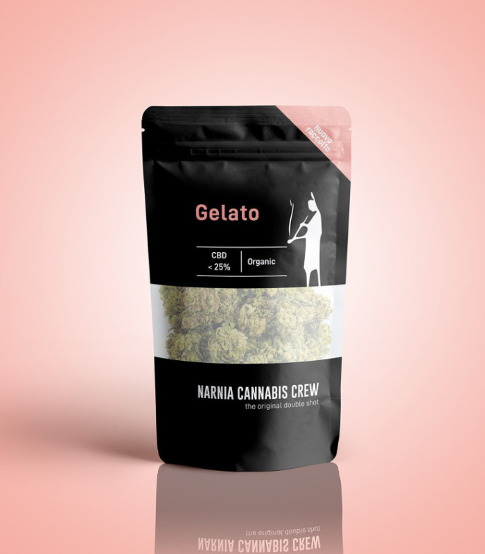 Pacchetto Gelato Cannabis light CBD di Narnia Cannabis Crew, con aroma fresco e sapore intenso.
