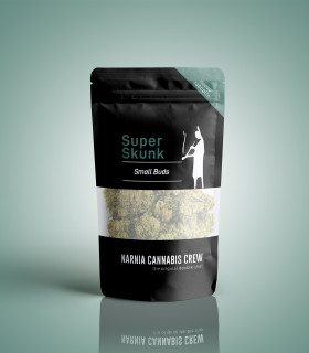 Packaging Small Buds e pop corn di canapa legale Super Skunk. I migliori fiori piccoli di cannabis light